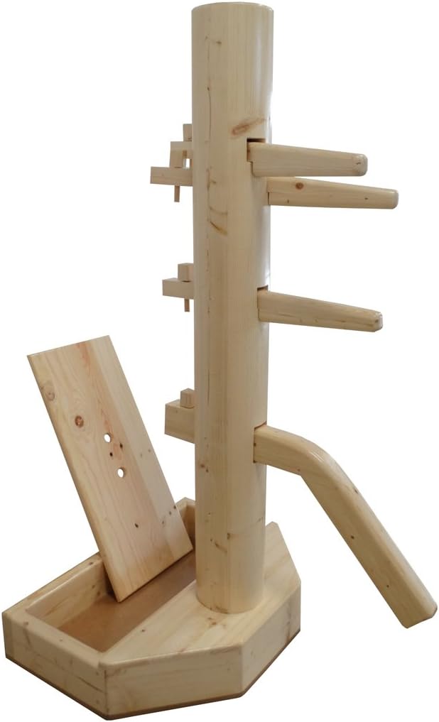 Wing Chun Wooden Dummy with Base with Form and Cover Natural Color
