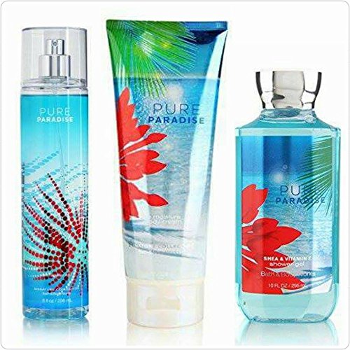 Bath & Body Works Signature Collection Pure Paradise Gift Set~10.0 Oz Shower Gel, 8.0 Oz Triple Moisture Body Cream and 8.0 Oz Fine Fragrance Mist