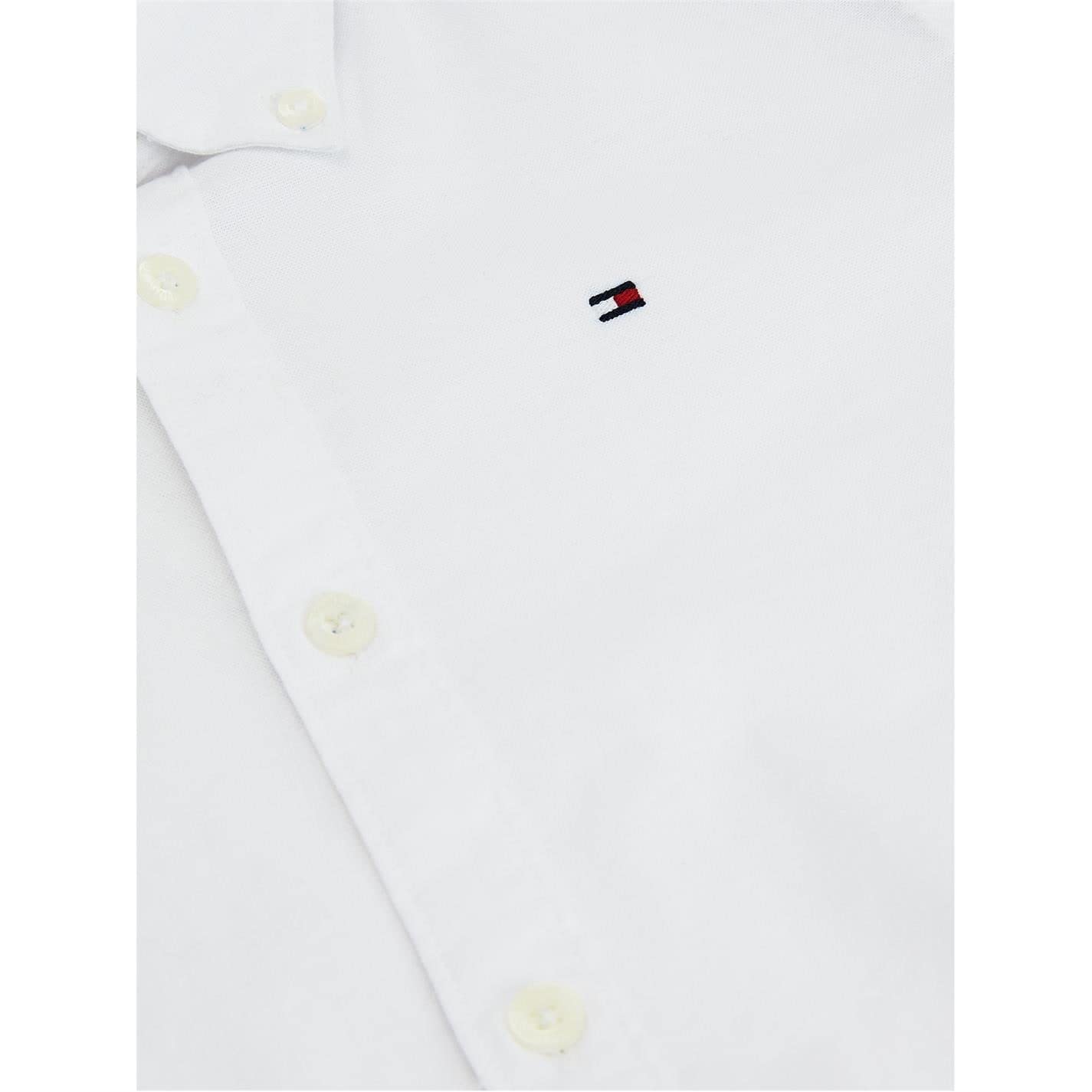 Tommy Hilfiger Jungen Hemd Oxford mit Stretch, Weiß (White), 14 Jahre