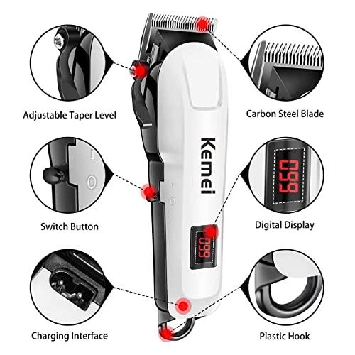 Kemei Máquina de Cortar Cabelo Sem Fio Super Taper Bivolt