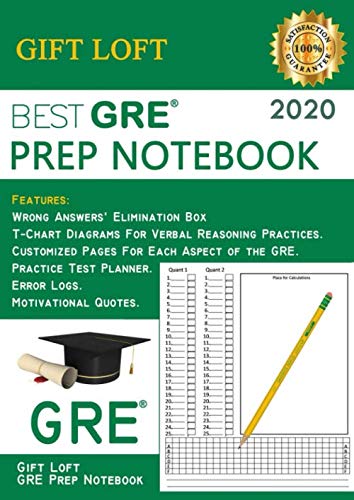 GRE Prep Notebook: Custom workbook Journal With Motivational Quotes For GRE High Score Preparation - 2020 Notebook