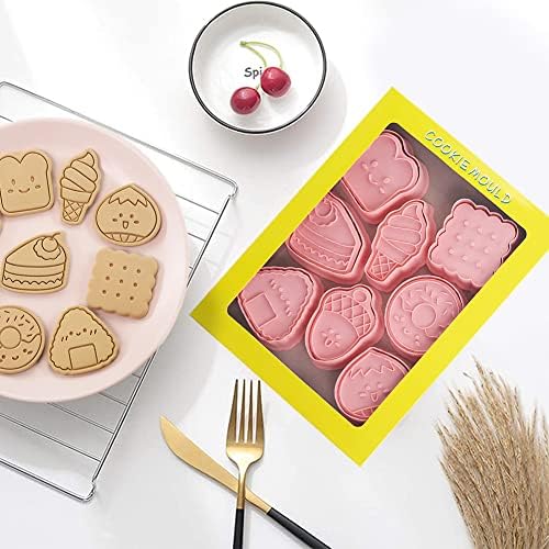 Cookie Cutters, 8 PCS Mini Cookies Molds Set, Kids 3D Cake Baking Supplies Cartoon Biscuit Cutters for Baking DIY Biscuit Moulds for Kids Birthday Party