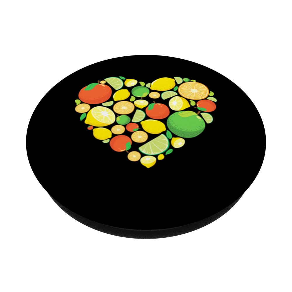 Citrus Farmer Farming Lemon Lime Orange Citrus Fruits PopSockets Swappable PopGrip, Black - Image 2