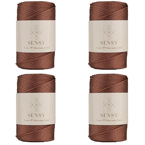 S Sensy 5mm - Premium Polypropylene Macrame Cord 4 Skeins Copper 104 Yards