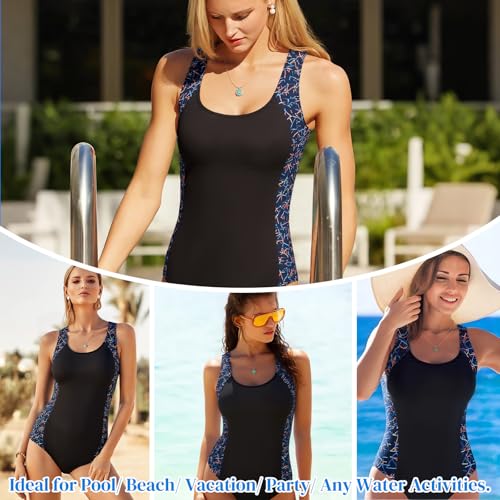 Badeanzug Damen Sport, Badebekleidung für Damen, Shape Badeanzug mit Bügel One Piece Swimsuits für Women Schwimmanzug mit Cups (DE/NL/SE/PL, Alphanumerisch, L, Regular, Regular, Color 3)