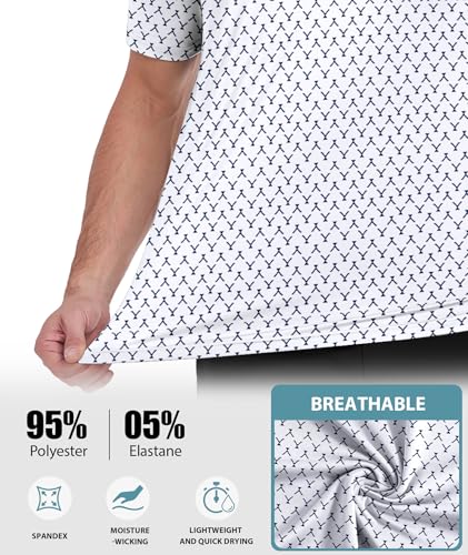 ZITY Mens Golf Shirts Short Sleeve Print Patterns Performance Moisture Wicking Polo Shirt for Active Athletes on the Co