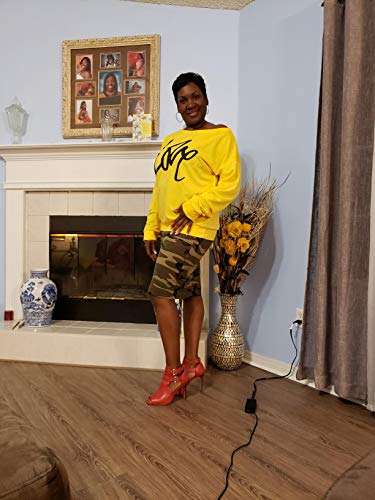 Womens Plus Size Off Shoulder Tops Oversized Crewneck Sweatshirts Slouchy Casual Pullover XX-Large Yellow