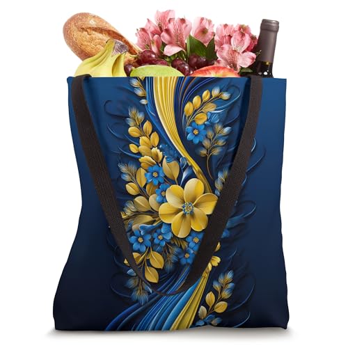 Bolsa Tote con diseño floral y bandera de Ucrania miniatura 4