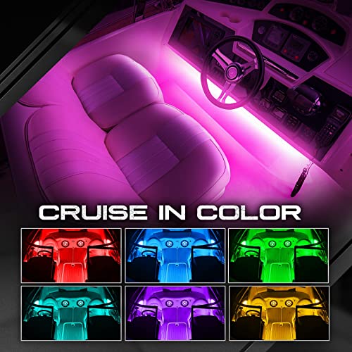 Opt7 Aura Led Marine Boat Lights, W/Soundsync Rgb Interior Lighting Strip, Multi Colors Mode, Wireless Remote, Ip67 Waterproof Deck Light For Pontoon Fishing Bass Sailboat Yacht Kayak, 12V #TOP5