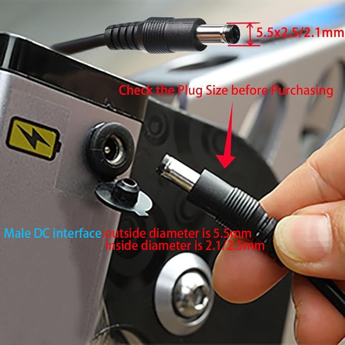 42V 2A DC Male Power Adapter for 36V Electric Bike Lithium Battery Charger,Escooter Ebike Battery Charger Connector Diameter 5.5mmx2.1mm/2.5mm - Image 6