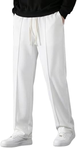 The Goal Studio Men's Wide-Leg Flared Track Pants – Korean Streetwear Baggy Joggers – Sculpted Relaxed Fit Trousers– Premi...