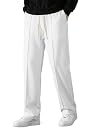 SAVAYO Men's Wide Leg Flared Track Pants - Korean Style Loose Fit Baggy Trousers, Relaxed Streetwear Joggers for Men, Casual Bootcut Loungewear, Baggy (in, Alpha, 2XL, Regular, Standard, White) gallery image
