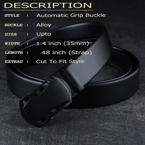 Image of NAPA HIDE Men's Auto Lock Vegan Leather Belt | Stylish Adjustable Buckle Belt for Formal & Casual Wear I Fits upto 40 Inches Waist size