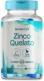 Zinco Quelato Bariasys - 60 Cápsulas - Suplemento de Alta Absorção para Pós-Bariátrica e Saúde Geral - Auxilia na Imunidade, Saúde da Pele e Cabelos - Mineral Quelado de Alta Pureza