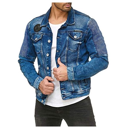 Red Bridge herr jeansjacka biker Style jeans jacka blå denim jacka blå M6058