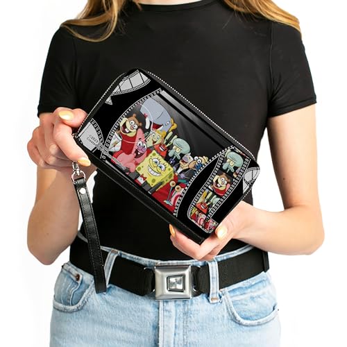 Buckle-Down Nickelodeon Wallet, Zip Around, Spongebob Group On Red Carpet Film Strip, Vegan Leather4