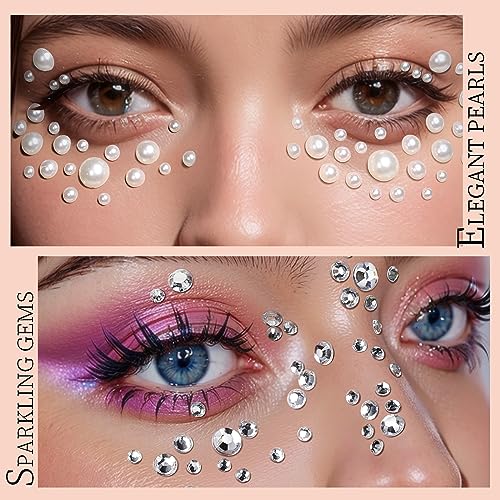 image for Teenitor 2662 Pcs Hair Pearls Hair Gems Face Gems, Hair Pearls Stick O