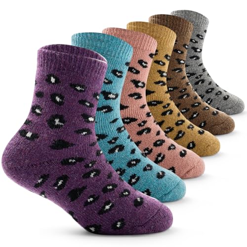 Girls Wool Socks Kids Winter Warm Socks Thicken Thermal Crew Socks for Girls 6 Pairs