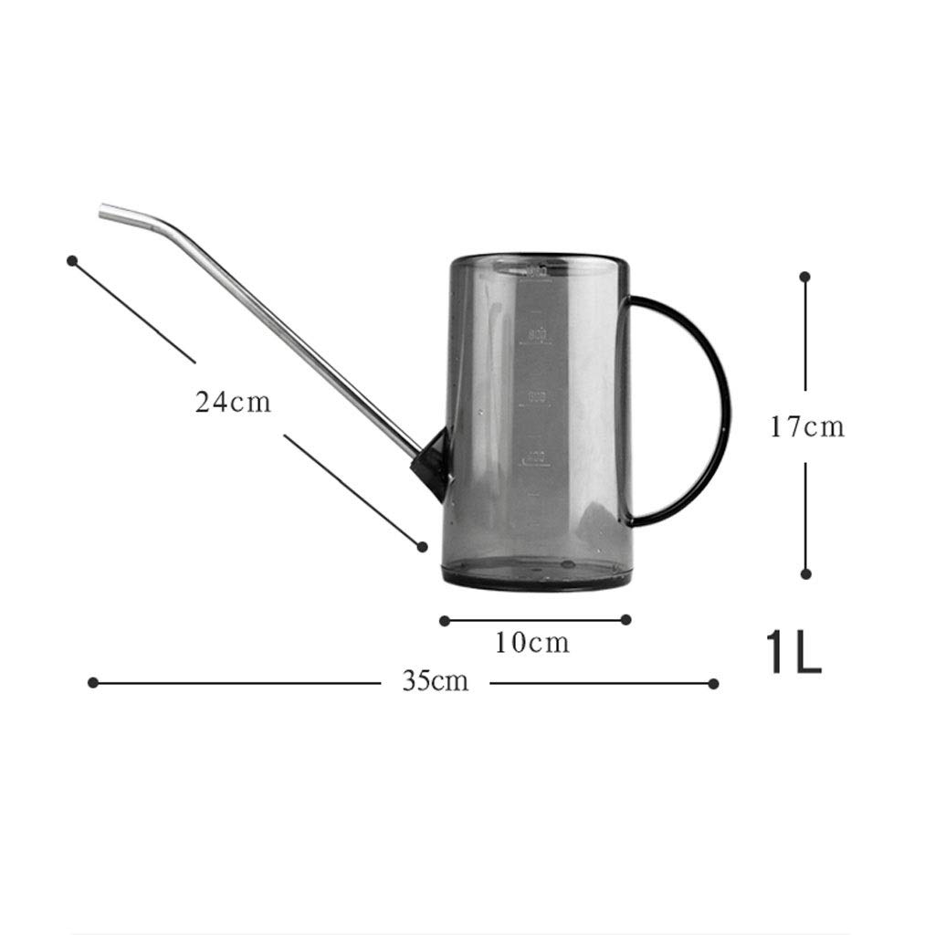 Esta regadera de Exterior de 1 litro con Boquilla de Acero Inoxidable, regadera de plástico translúcido de Boca Larga para regar Plantas Verdes y Flores, Herramientas de jardinería para el h