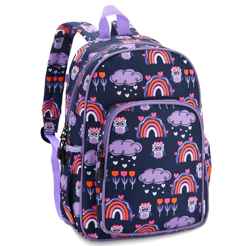 RAVUO Mochila Niña, Linda Mochilas Escolares Niña 5-7 Años Impermeable Mochila Infantil con Correa Pecho Ligero Mochila Búho Niña para Guarderia Primaria Preescolar
