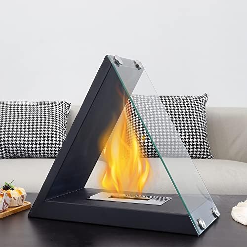 NEWIMAGE Tabletop Fire Pit, Fire Bowl 37cm H Portable Tabletop Fireplace Clean Burning Bio Ethanol Ventless Fireplace for Indoor Outdoor Patio Parties Events (Triangles)