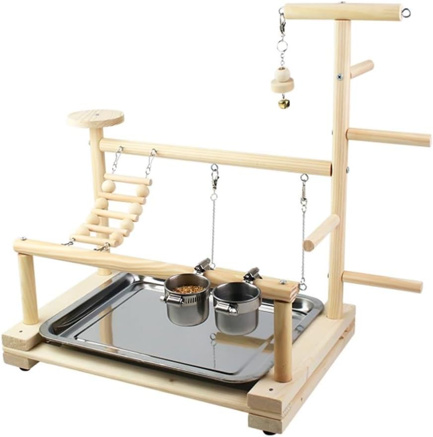 Bird Playground Parrot Play Stand，Parrot Stand Bird Stand Bird Game Stand Parrot Game Stand Parrot Game Stand with Bell String Detachable Food Cup