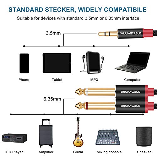 SHULIANCABLE 3.5mm 1/8" TRS to Dual 6.35mm 1/4" TS Cable - Image 3