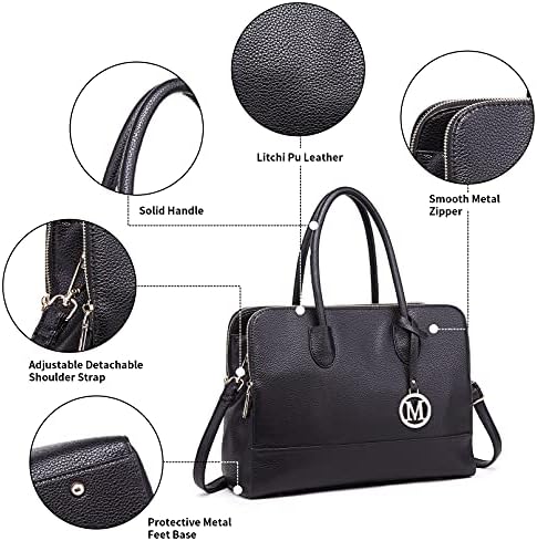 Miss Lulu Women Adjustable Handbags Designer Shoulder Tote Bag Large For Work (Black)