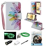 Mstechcorp - LG Volt 2 Case, LG Magna Case, - LG Volt 2 (Boost Mobile) , LG Magna, Design Dual-Use Flip PU Leather Fold Wallet Pouch Case Premium Leather Wallet Flip Case for LG Volt 2 - Includes Wall Charger + Car Charger+ 2 Data Cable + Touch Screen Stylus + Hands Free Earphone With Carrying Case (Sun Flower)