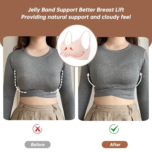 Image of OEAK Womens Wireless Jelly Bras Comfortable Push Up Bra No Underwire Gel Bra Full Support Lift Everyday Seamless Tshirt Bras