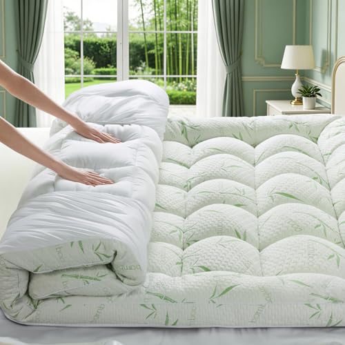 3 Inch Mattress Topper Queen Size- Viscose Made from Bamboo,Mattress Protector with 8-21 Inch Deep Pocket (60