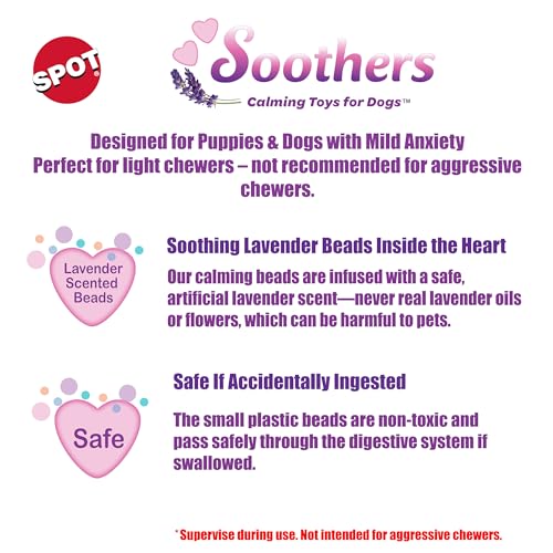 Image of SPOT Soothers Warm Hug Pal - 10in Plush Microwavable Calming Dog Toy with Lavender Scent & Squeaker, Separation Anxiety & Sleep Aid for Medium & Large Dogs