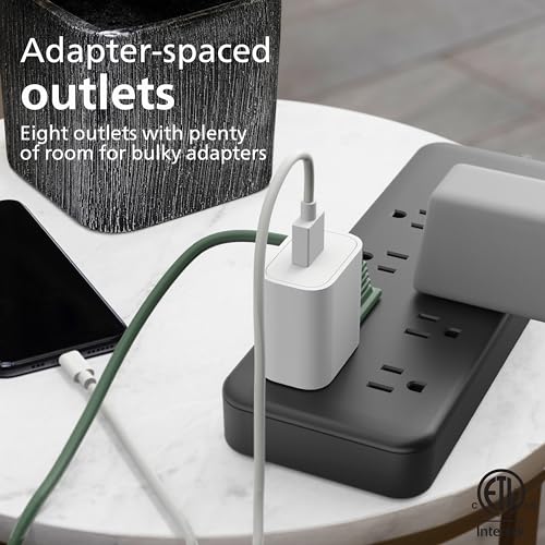 Philips-EZFit-8-Outlet-Surge-Protector-Power-Strip-8-Ft-Braided-Extension-Cord-Widely-Spaced-Outlets-Flat-Plug-for-Home-Office-Dorm-Essentials-2160-Joules-Black-SPP3673B37