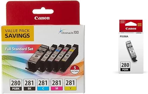 Canon PGI-280 / CLI-281 Paquete de tinta de 5 colores PGI-280 Depósito de tinta negra de pigmento