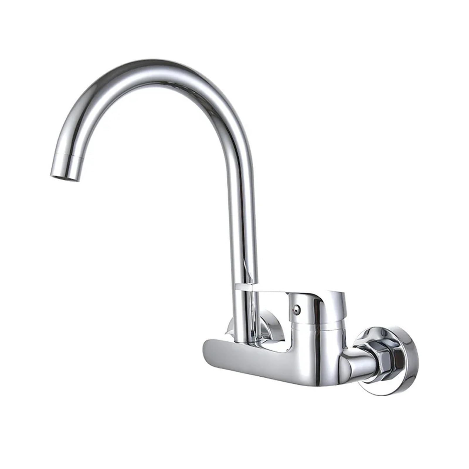 Grifo mezclador de agua fría y caliente de pared con latón cromado y caño giratorio 360