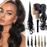 Kediciz Ponytail Extension Curly Wave Hair Flexible Wrap Around Ponytail DIY 32 Inch Adjustable Long