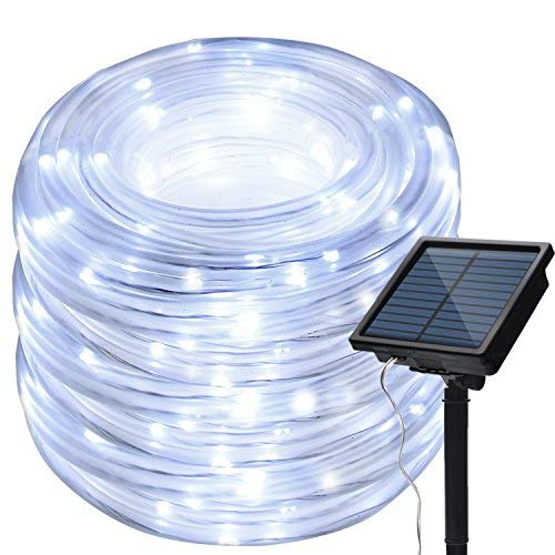 IMAGE 8 Modes Solar Rope Lights Outdoor String Lights 78.7Foot 20M Waterproof 200LED for Indoor Outdoor Garden Party Patio Lawn Decor White Color