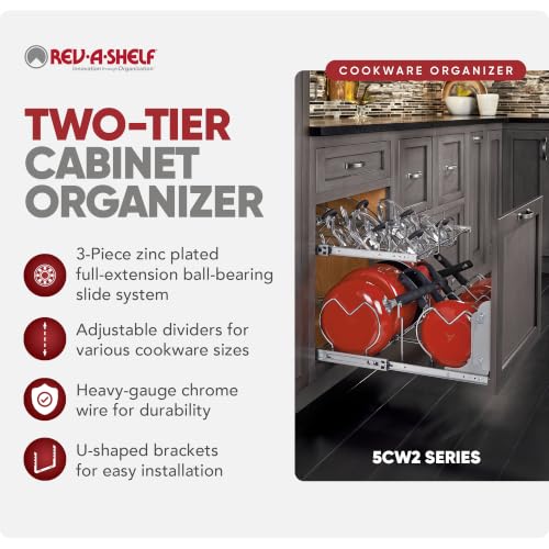 Image of Rev-A-Shelf Kitchen Cabinet Pullout Organizer, Min Open Width of 20.5 inch