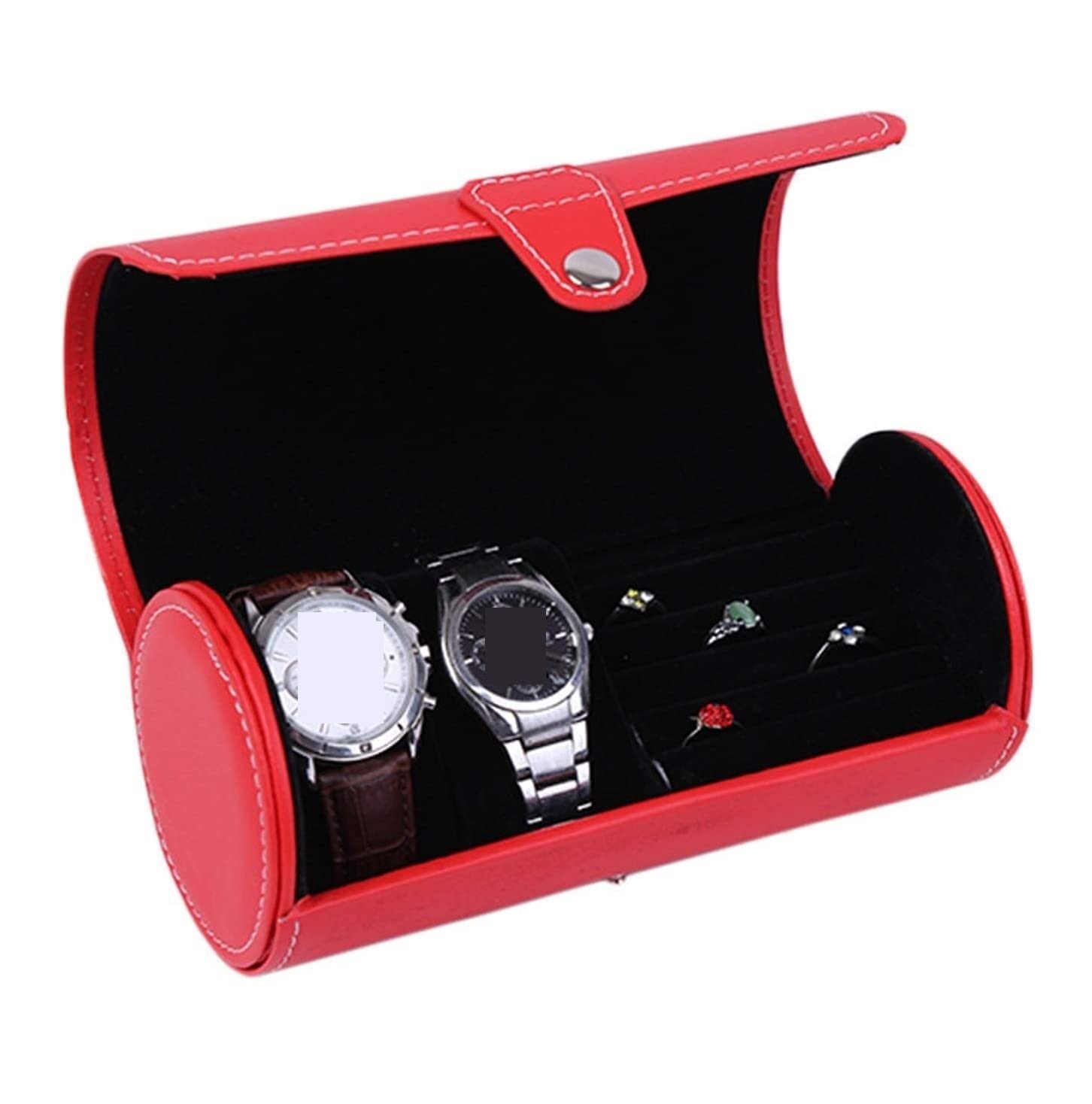Scatola Orologi Organizzatore di Visualizzazione Del'orologio Supporto per Orologio da Polso con Scatola per in Pelle PU Elegante Portaorologi(Rot)