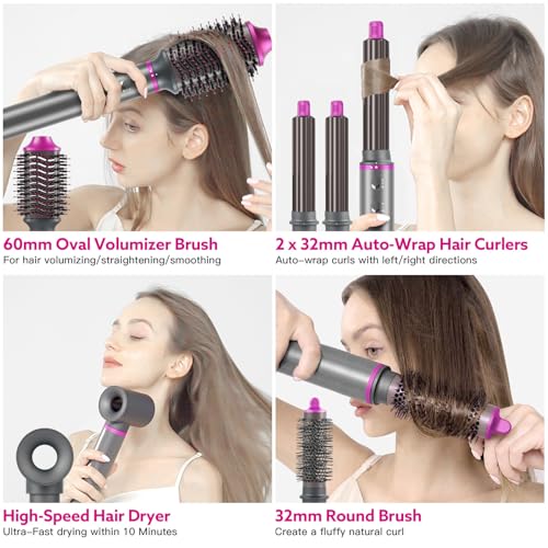 Image of Hair Dryer Brush, webeauty 5 in 1 One Step Professional Hot Air Brush Set for Fast Drying, Curling Drying, Straightening Combing, Hair Styler [Ceramic Coating] [Negative Ion] 110000 RPM (Red)