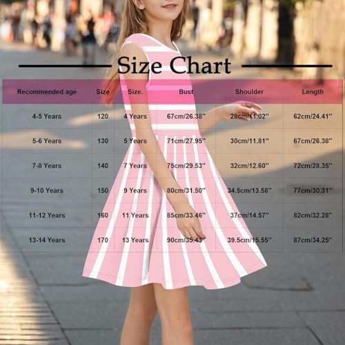 Girls Striped Dress Summer Sleeveless Flowy Beach Casual Dresses A-Line Swing Midi Sundress2