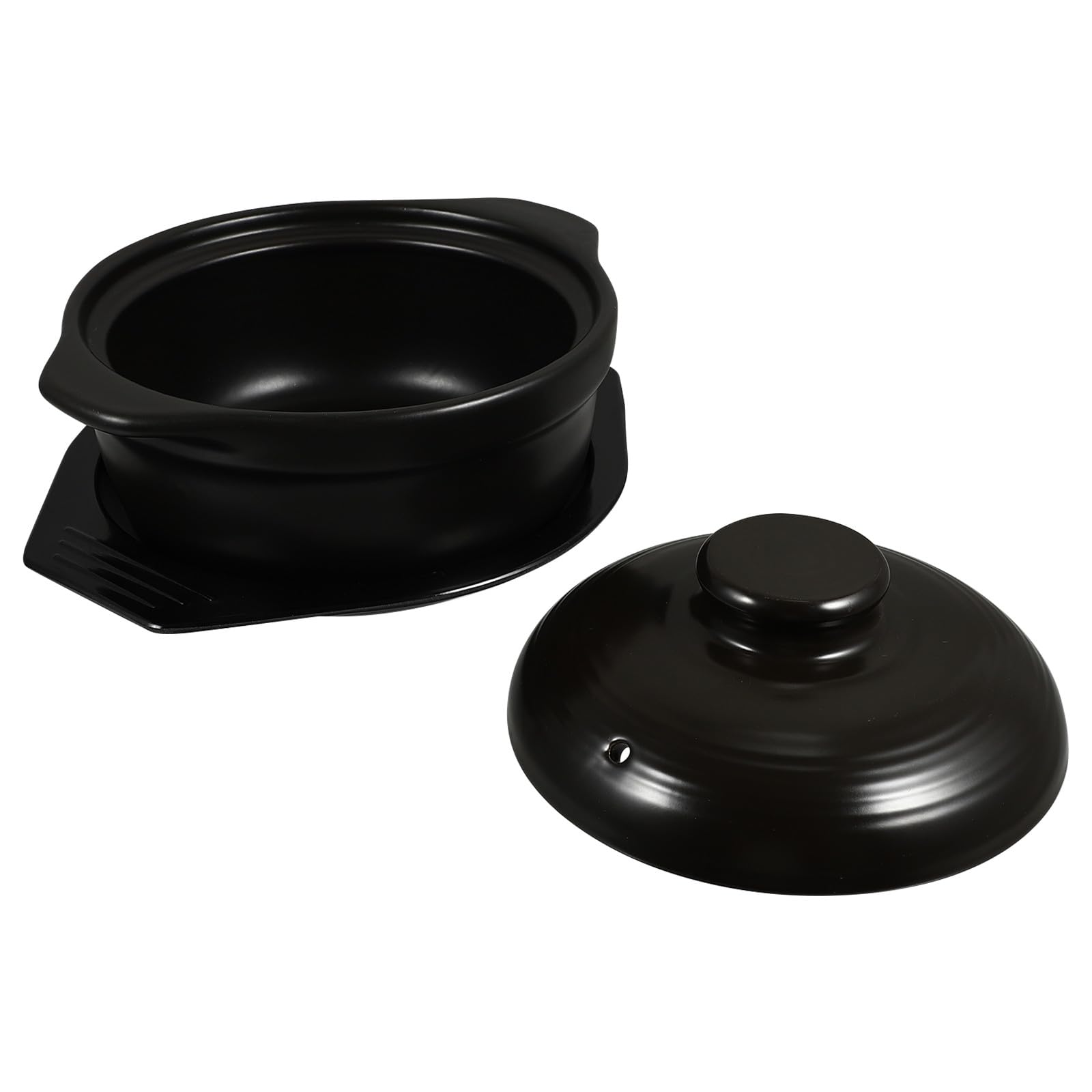 Casseruola in Ceramica Nera con Vassoio, Cottura Stabile