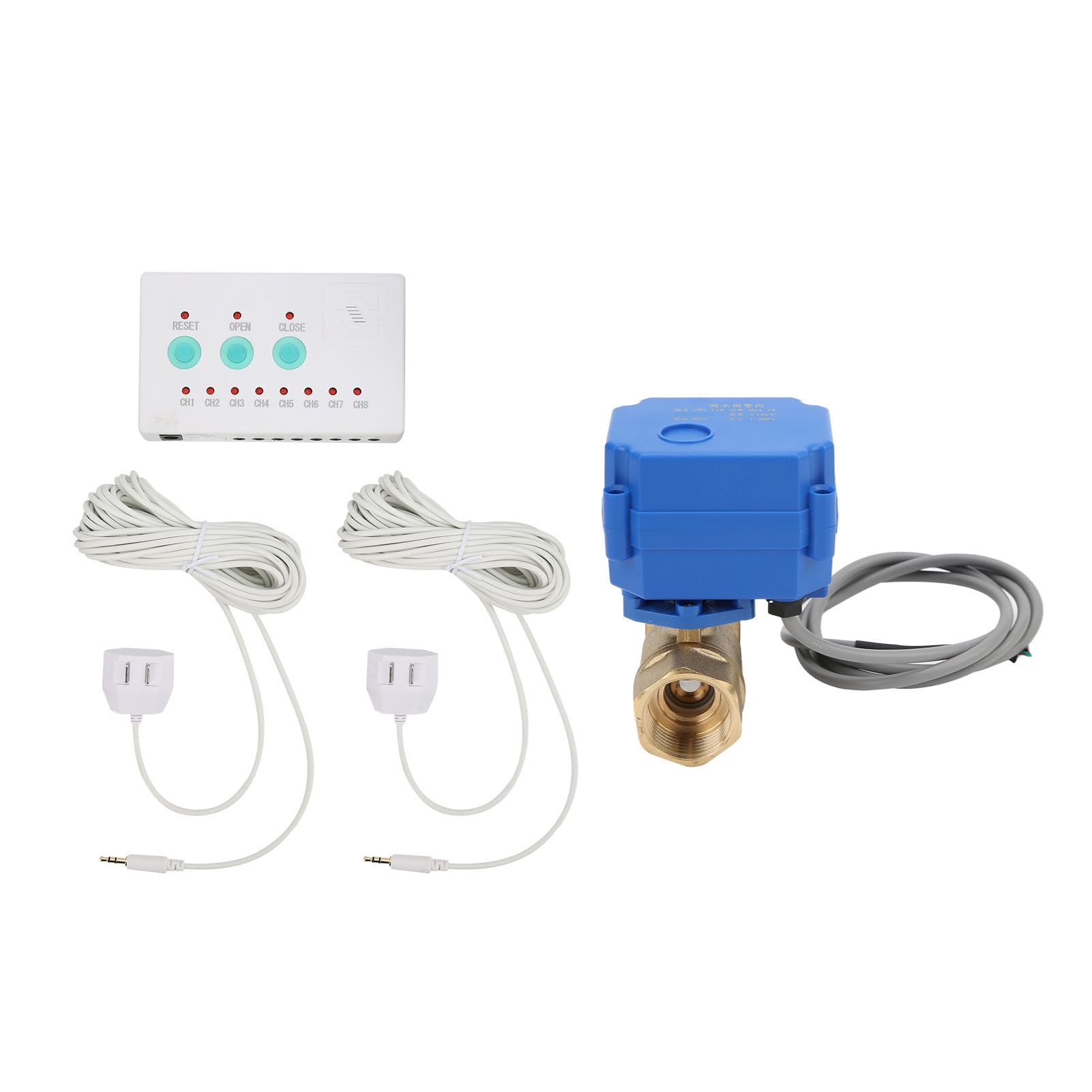Zerodis Sensore di Allarme per Perdite D'acqua con Valvola a Sfera (Spina | Costruzione in Ottone, Grado di Protezione IP65, Allarme con Attivazione di 1 Secondo, Chiusura Automatica della Valvola,