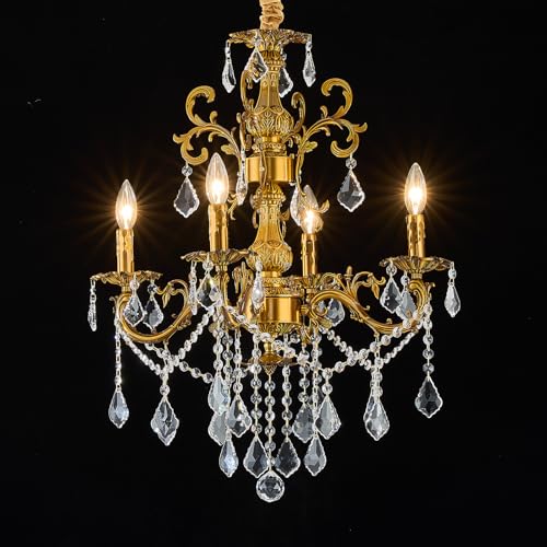 Homeooze 4 Light Classic Traditional Candle-Style Crystal Chandeliers for Dining