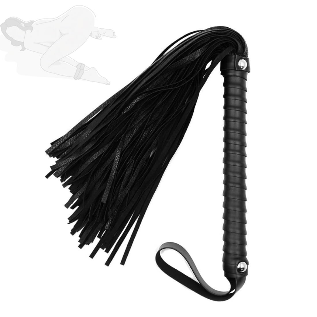 1 pieza de cuero negro trenzado PU juego esencial látigo apoyos para añadir diversión a las fiestas de juego