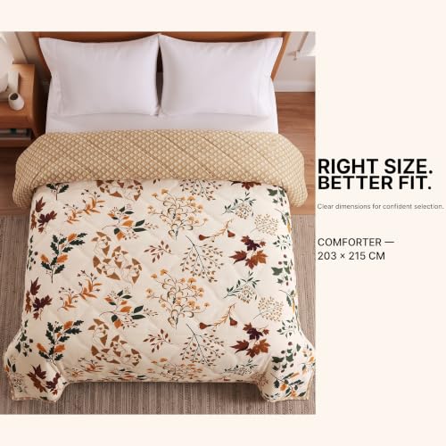 Image of BSB HOME Premium 280 GSM Quilted Comforter, Soft Plush Floral Printed Bedspread, Cozy Warm Reversible Blanket for Bedroom, Elegant Winter Bedding Comforter, 80 x 85 Inches (203 x 215 cm) - Warm Pearl
