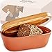 STEINZEIT Design Brotkasten - Brotbox aus atmungsaktivem Ton – Brotkasten Keramik mit edlem Bambusdeckel – Brottopf für platzsparendes Aufbewahren