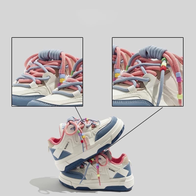 Y2K Cute Shoes Walking Sneakers for Women Chunky Pink Blue Strap Accents US 4-8 - Image 6