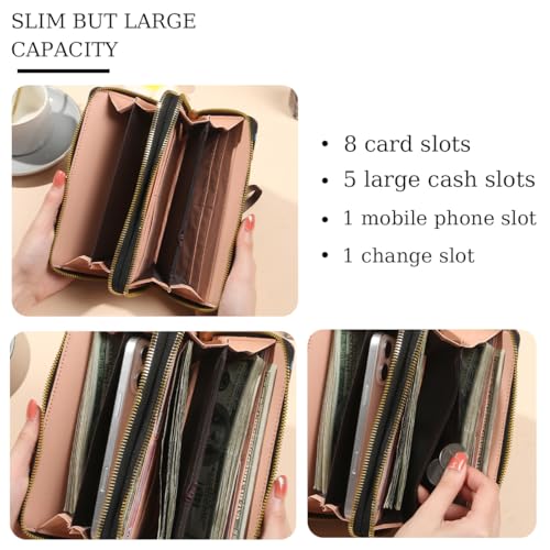 Wallet Purse for Women, Boho-Inspired Wristlet Wallet with Credit Card Holder（Blue）3