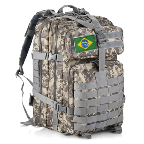 THURAM Mochila Técnica 50L Multiuso, Sistema Modular de Fixação, Grande Capacidade para Trilhas, Acampamentos e Aventura - Impermeável e Resistente para Atividades ao Ar Livre (Cinza Urbano)